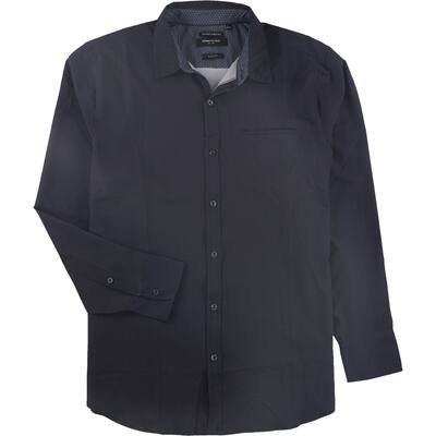 Kenneth Cole Mens The Mobility Woven Button Up Shirt,, Blue, Large