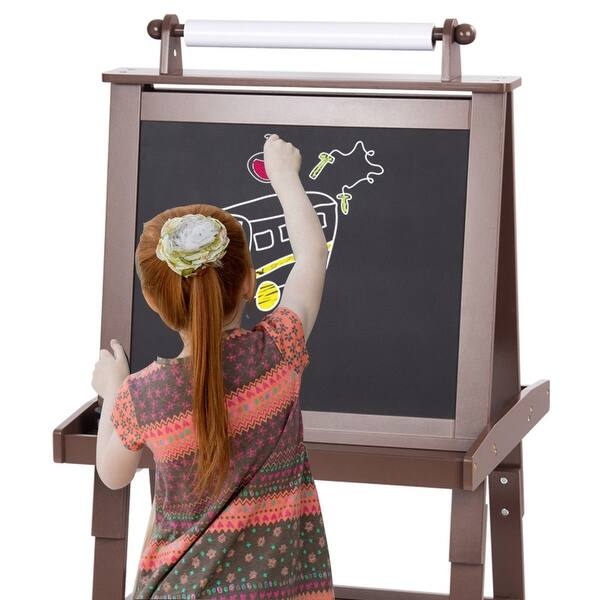 Shop Gymax Kids Standing Art Easel Black Whiteboard Storage Box