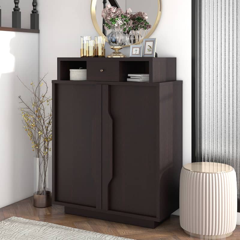 Icel Contemporary Espresso 5-shelf Shoe Cabinet by Furniture of America