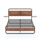 preview thumbnail 10 of 13, Queen Metal Platform Bed with Charging Ports, LED Light & Storage, Antique Brown