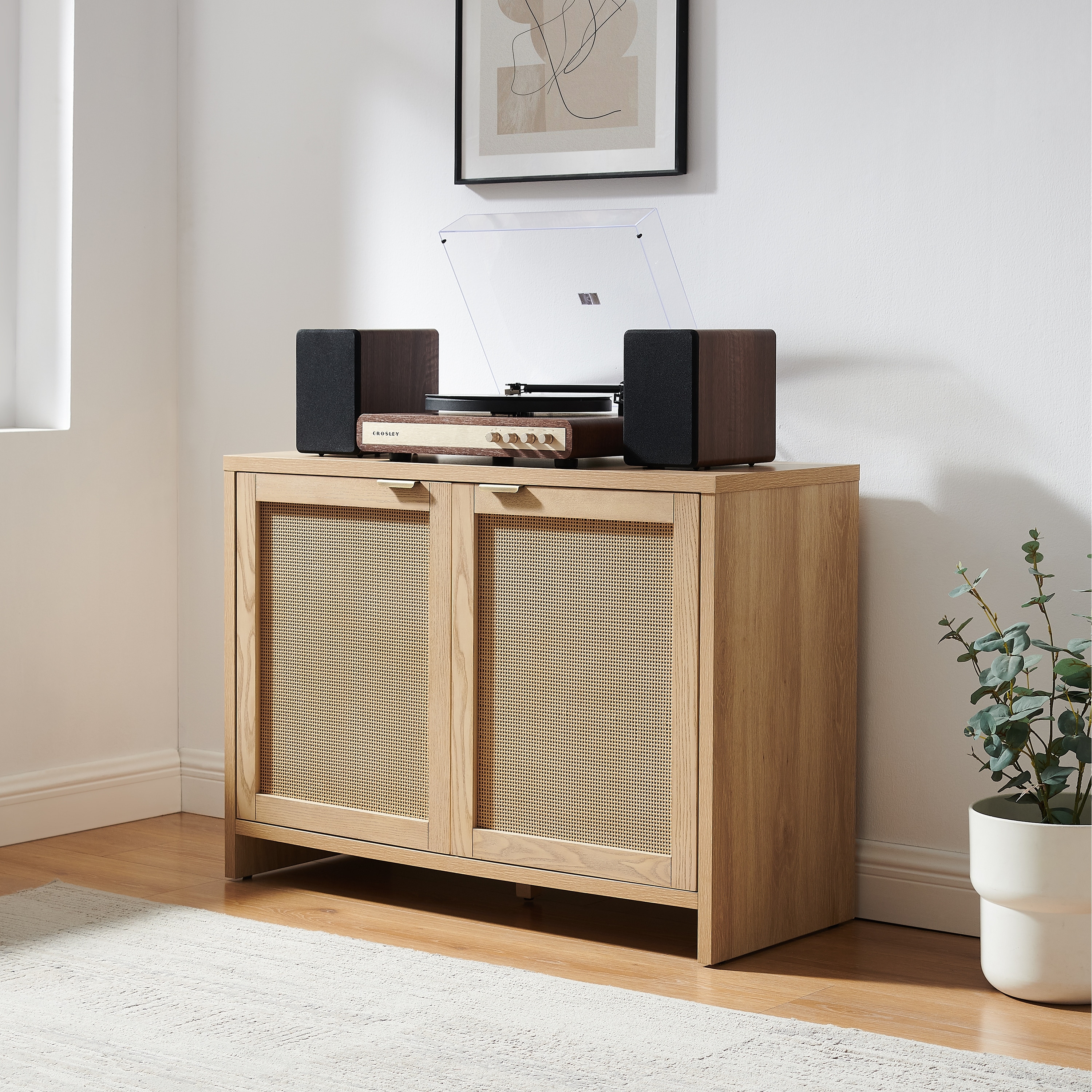 Crosley Kenji Record Player Cabinet With Vinyl Storage - Overstock