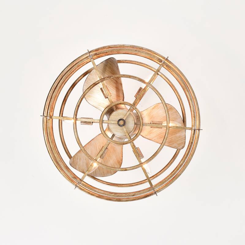 Baakir Gold Brushed 6 Light 3 Blade Chandeler Ceiling Fan 26 Inch with Remote