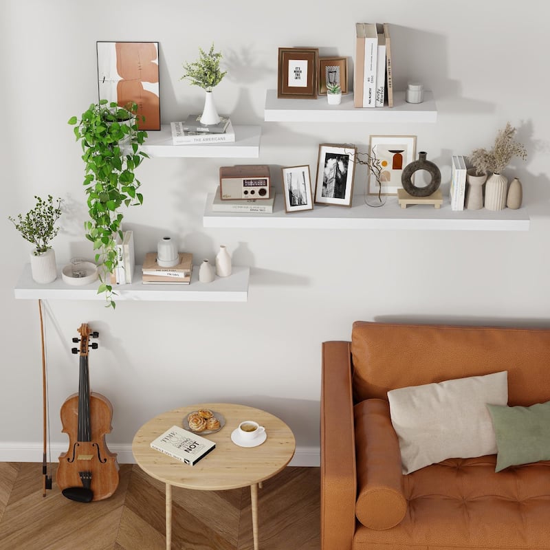 Floating Shelves, 8 Inch Deep Modern Solid Wood Wall Shelves