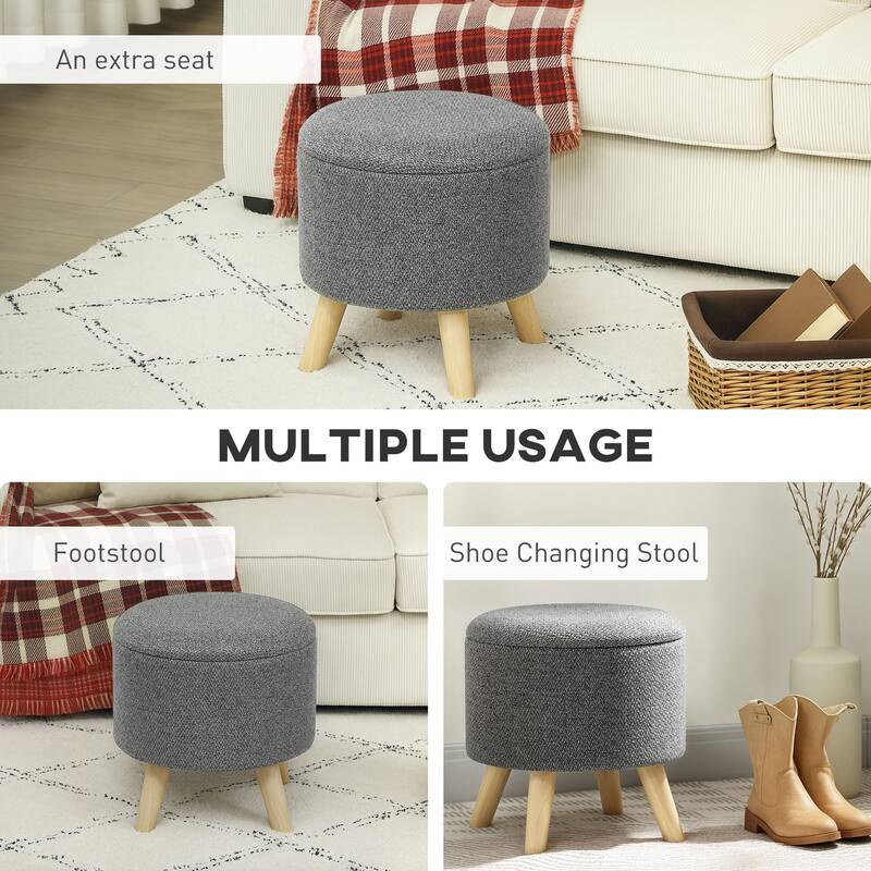 Multifunctional Storage Ottoman with Thick Foam Seat and Hidden Compartment for Living Room or Bedroom