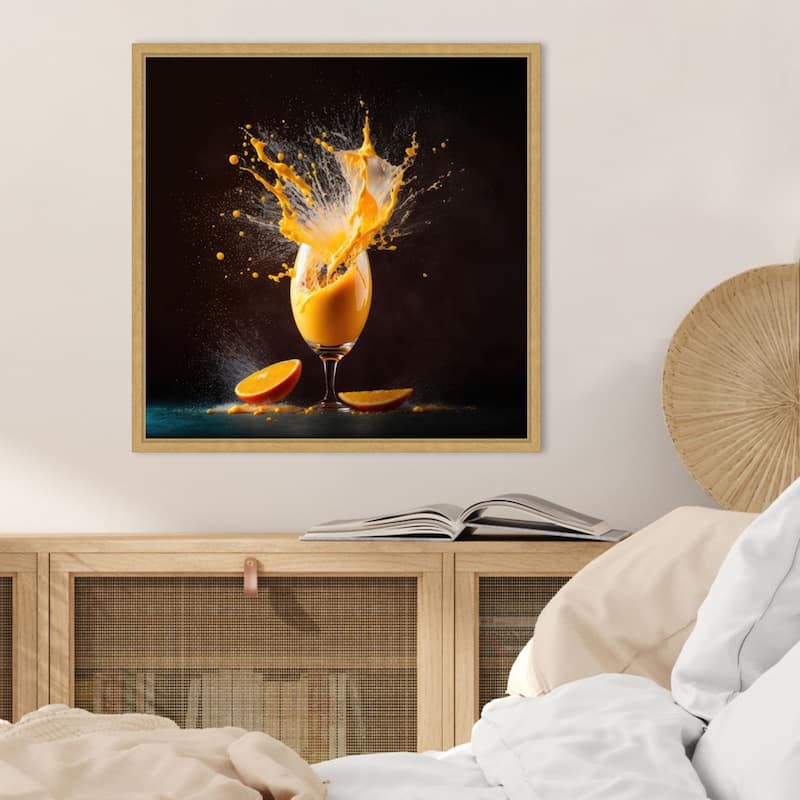 Mimosa Splash by Jake Fouracre Framed Canvas Wall Art Print - Sylvie Bright Gold