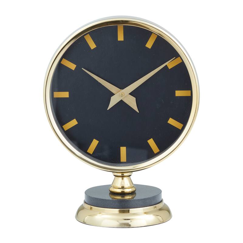 Gold Stainless Steel Metal Clock with Black Face