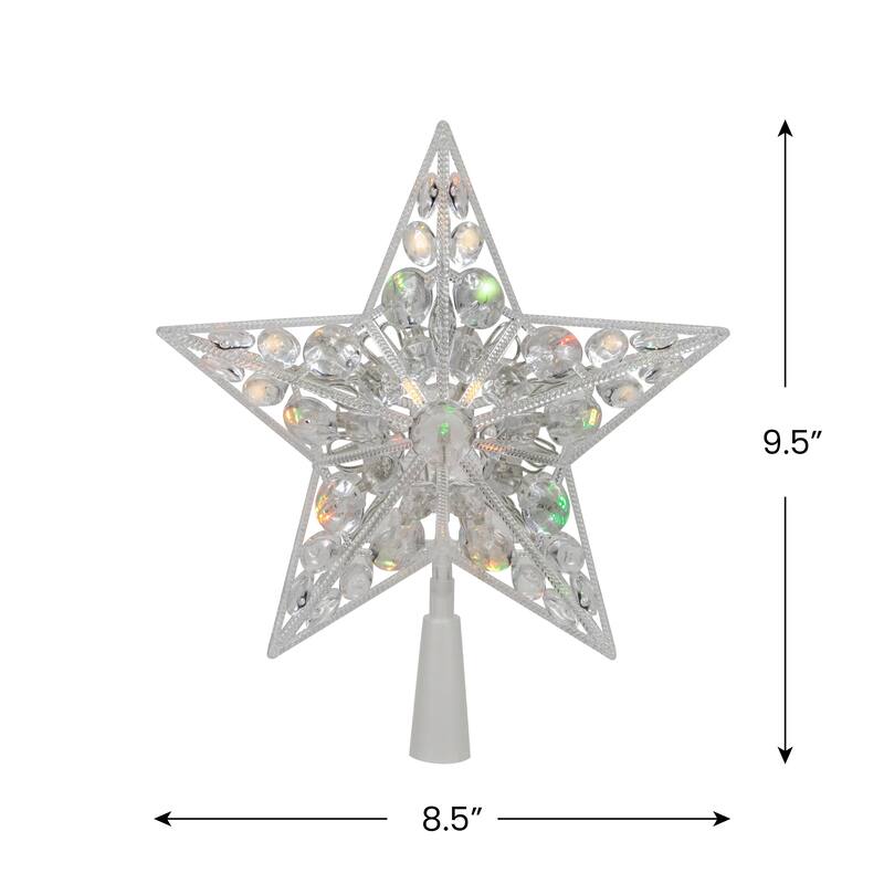 LED Lighted Battery Operated Color Changing Jeweled Star Christmas Tree Topper - 9.5"