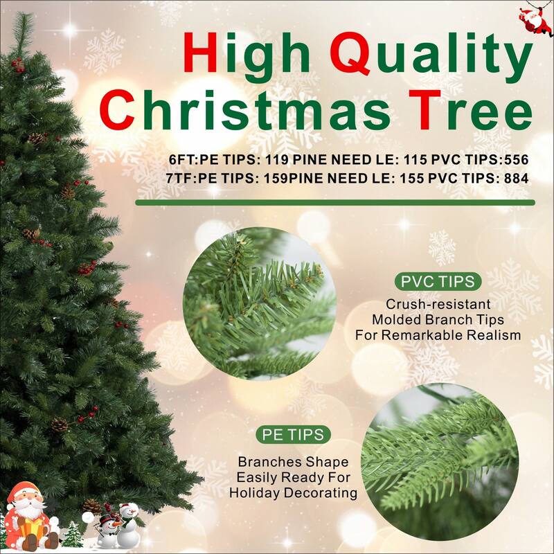 6FT Artificial Lush Christmas Tree with Realistic Foliage for Holiday Decor