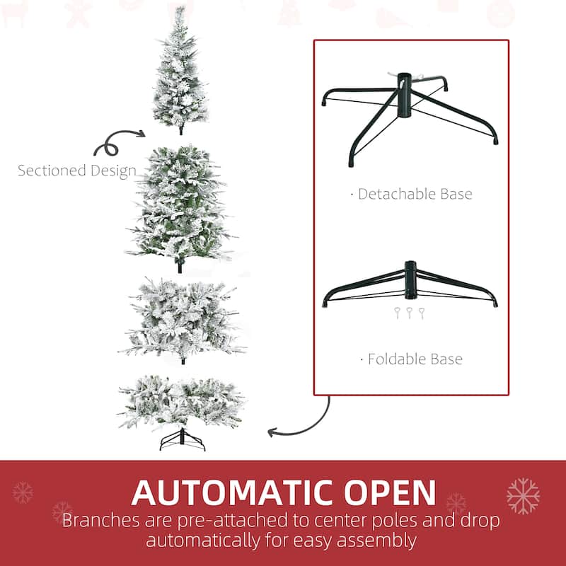 9ft Unlit Snow Flocked Pine Tree for Christmas with 1159 Realistic Branch Tips