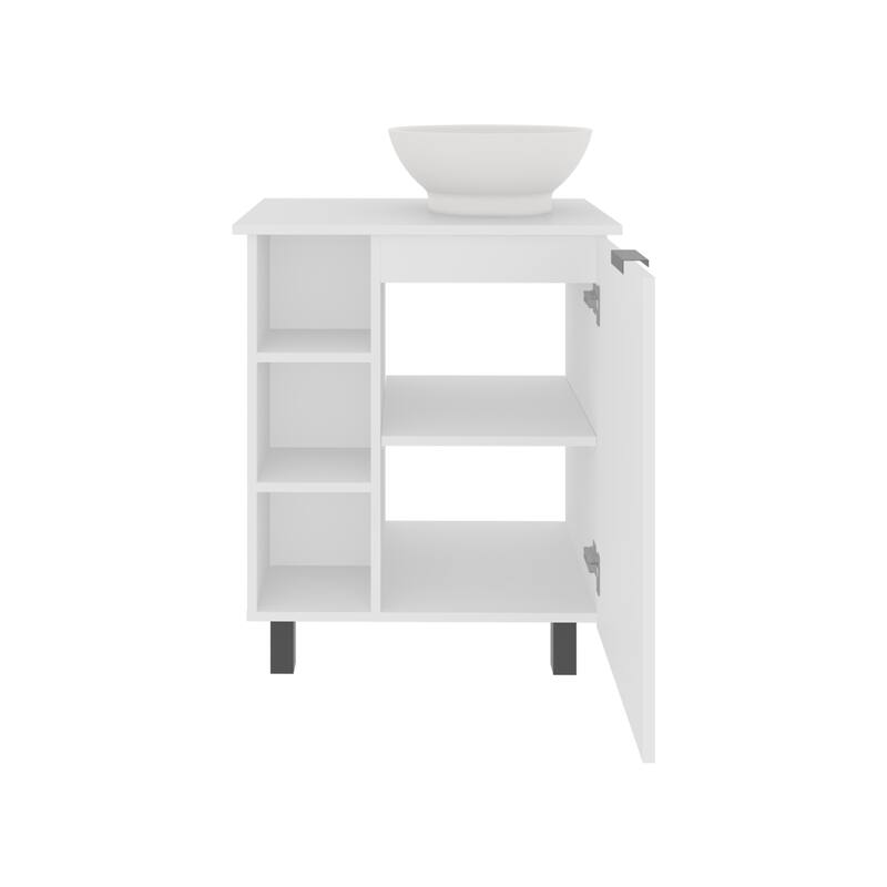 Vanity Sink, 1Door, 4 Legs, 5 Shelves with durable engineered wood construction,easy to assemble