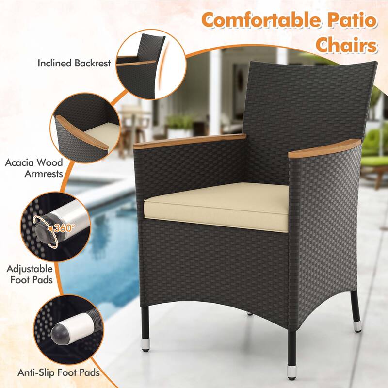 Costway 5 PCS Patio Dining Table Set for 4 Rattan Conversation Set - See Details