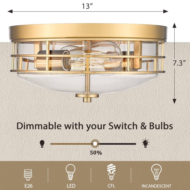 Industrial Flush Mount Ceiling Light Fixture,13in. for Entryway Bedroom Hallway