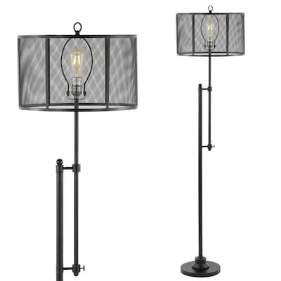 Harper 64.5" Modern Industrial Iron Height-Adjustable LED Floor Lamp, Black by JONATHAN Y
