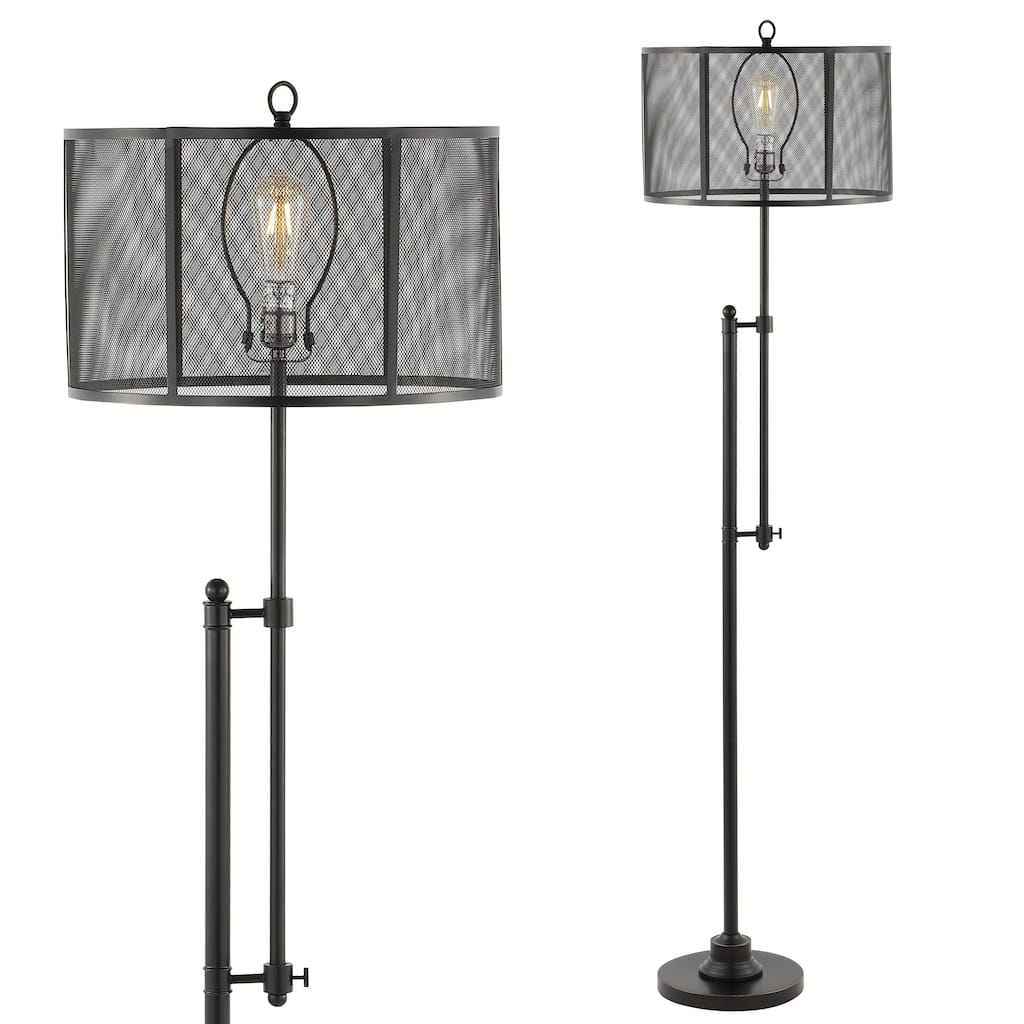 Harper 64.5" Modern Industrial Iron Height-Adjustable LED Floor Lamp, Black by JONATHAN Y