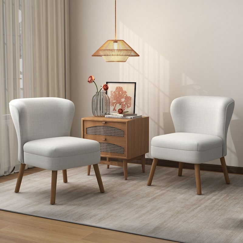 Linen Armless Accent Chair Slipper Chair