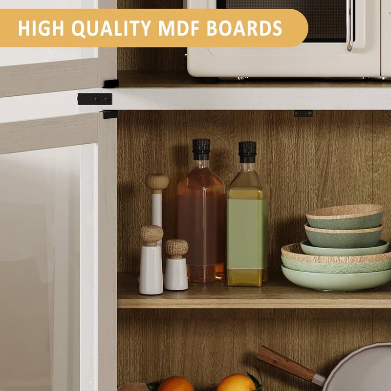 71" Tall Bookshelf, 4 Tier Book Shelf with 2 Storage Drawers, with Doors