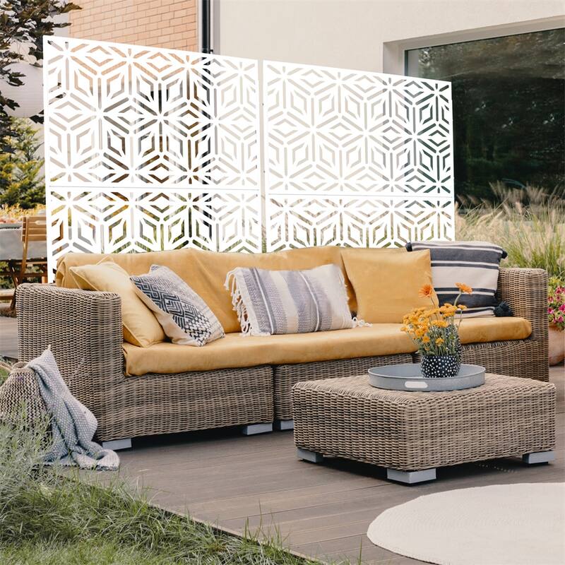 Outdoor & Indoor Privacy Screen Metal Privacy Screen 76" H×48" W - White
