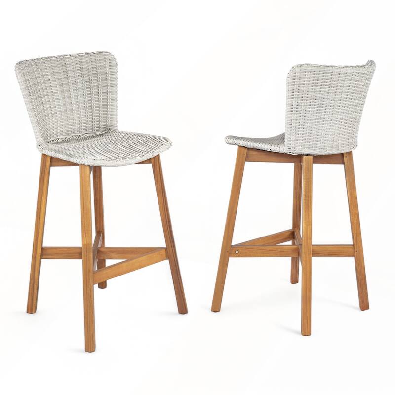 Outdoor Bar Stool with Wicker Set of 2