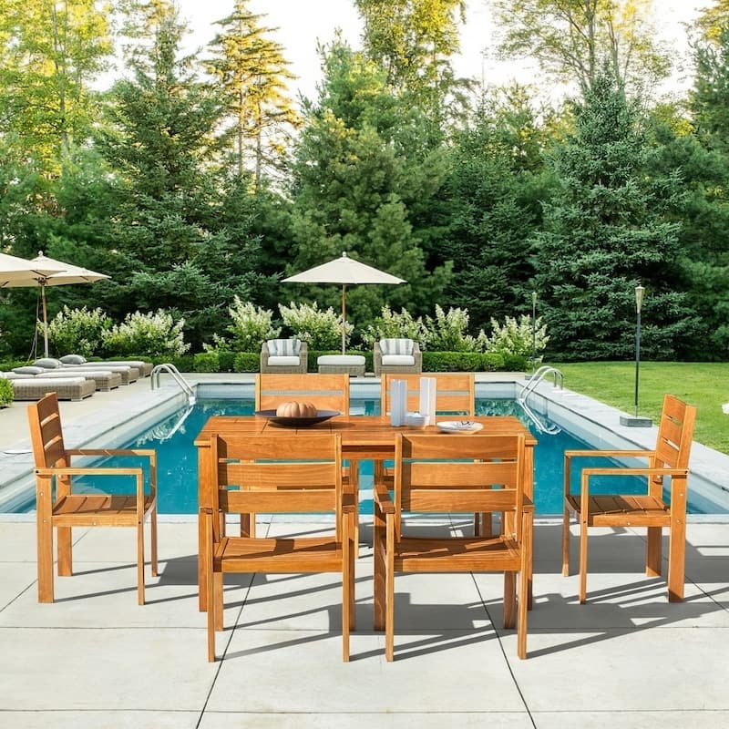 EROMMY Wood Patio Conversation Set with Coffee Table and Soft Cushions, Outdoor Sofa Set for Garden, Backyard