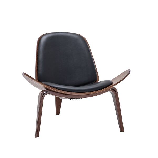 Shop Belleze Tripod Plywood Lounge Chair Upholstered Faux Leather Black Standard Overstock 30029803