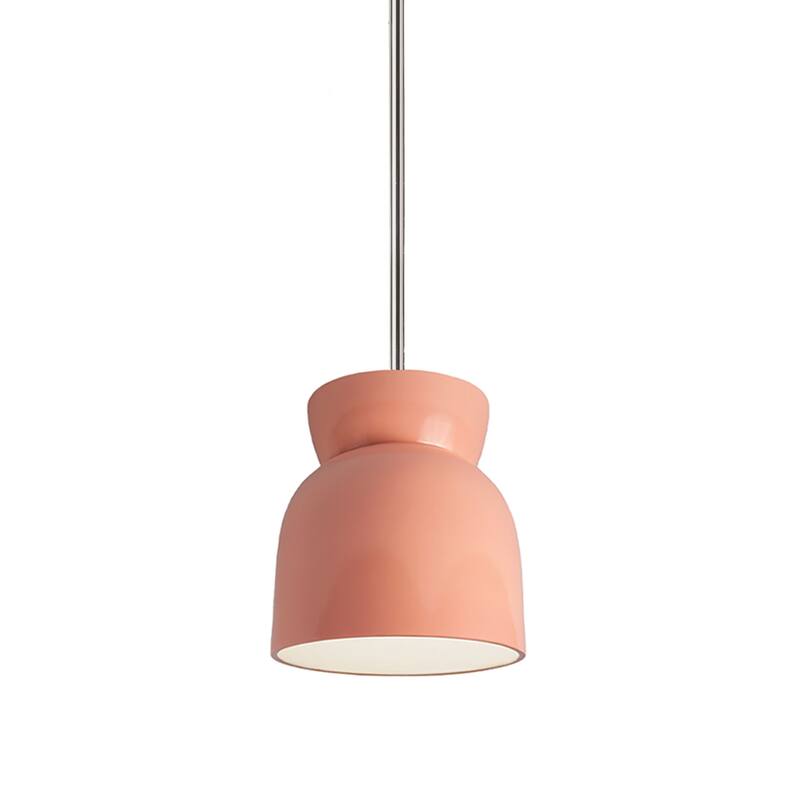 Justice Design Group Large Hourglass Pendant - Rigid Stem - Polished Chrome/Gloss Blush