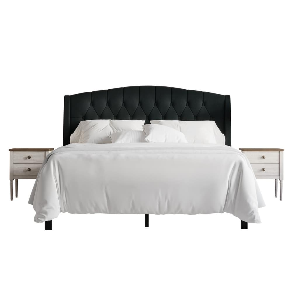 CraftPorch 3 Piece Bedroom Nightstands Set Classic Button Tufted Bed