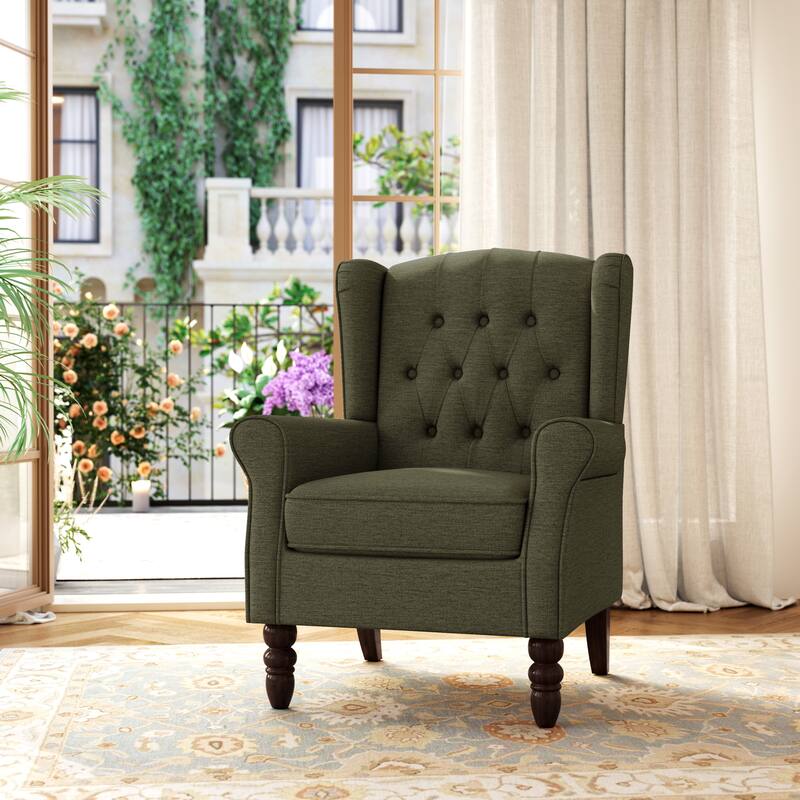 Tufted Wingback Upholstered Accent Chair for Living room