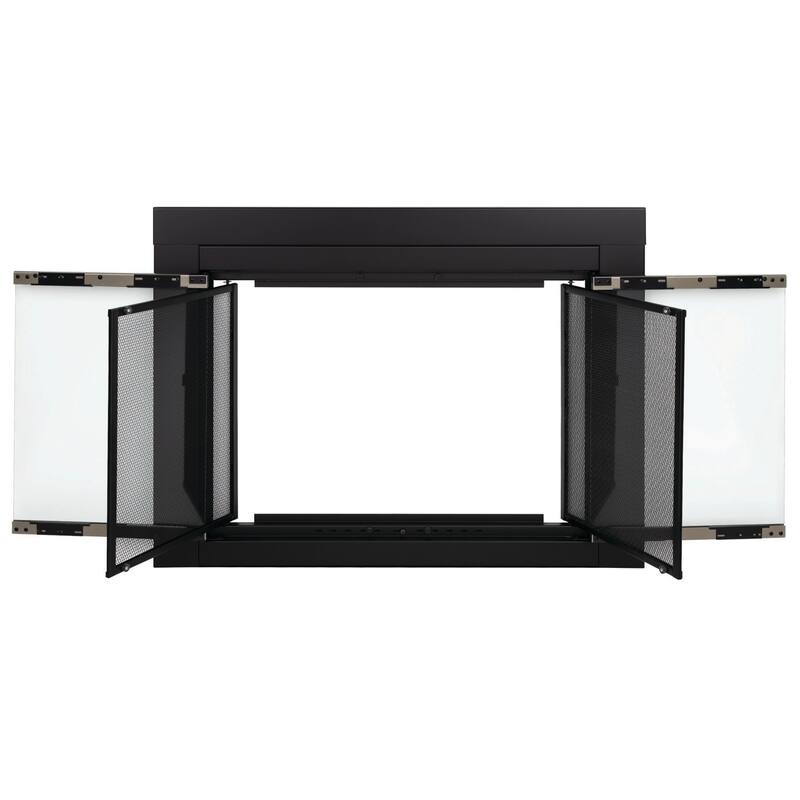 Pleasant Hearth Alsip Fireplace Glass Door Black & Sunlight Nickel