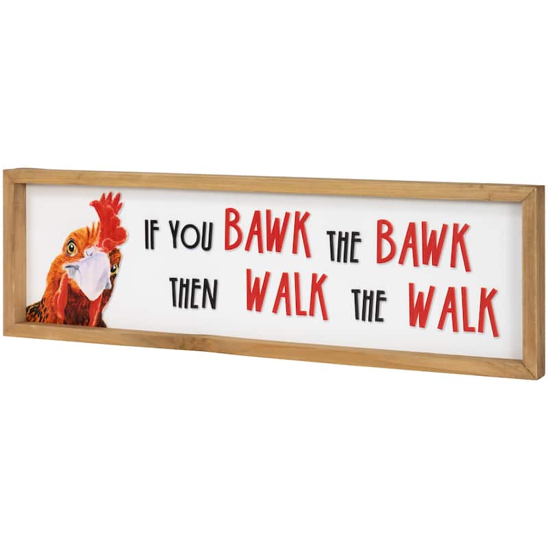 Bawk and Walk Rooster Framed Metal Wall Sign - 19.75"