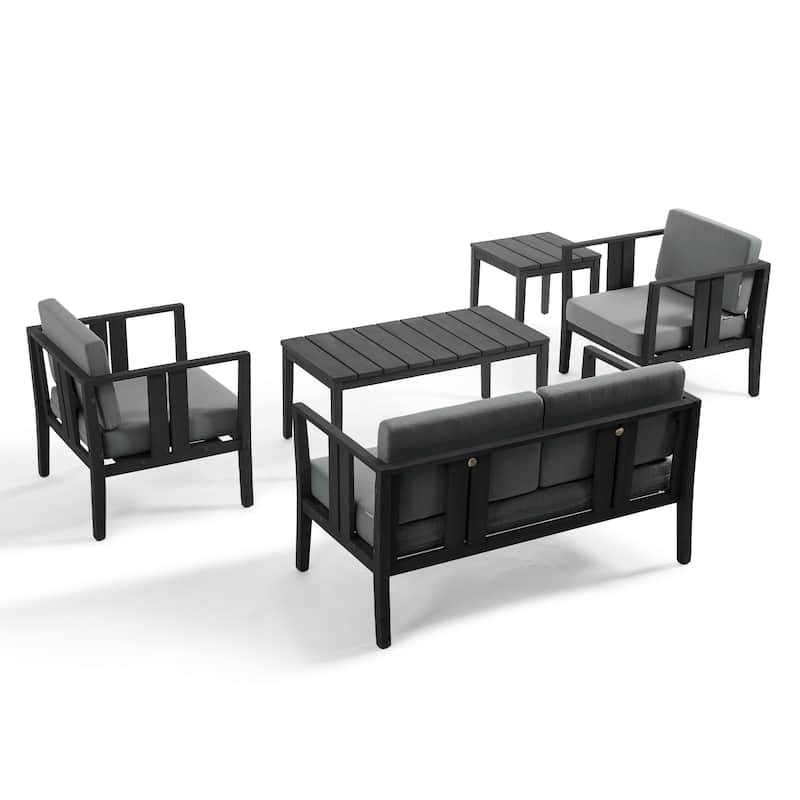 5-Piece Teak Wood Outdoor Conversation Set