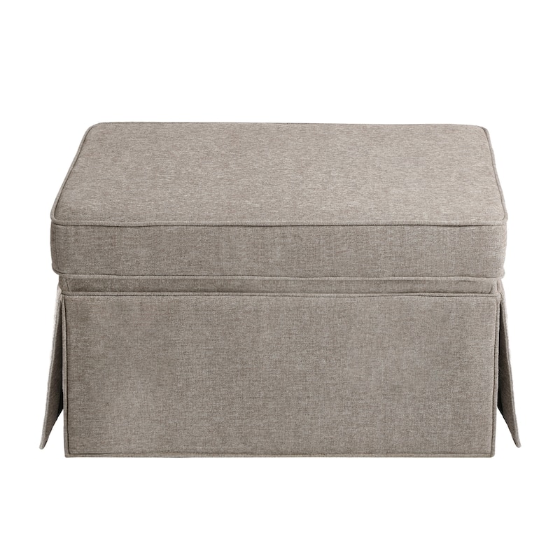 2 Set Rectangle Chenille Upholstered Storage Ottoman