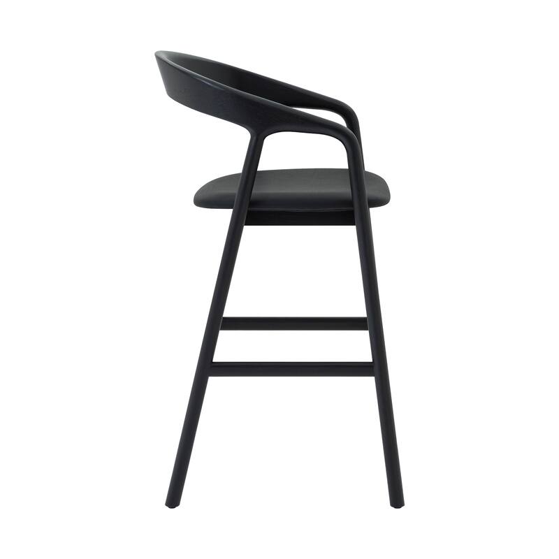 Apache Black Oak Solid Wood and Faux Leather Counter or Bar Stool