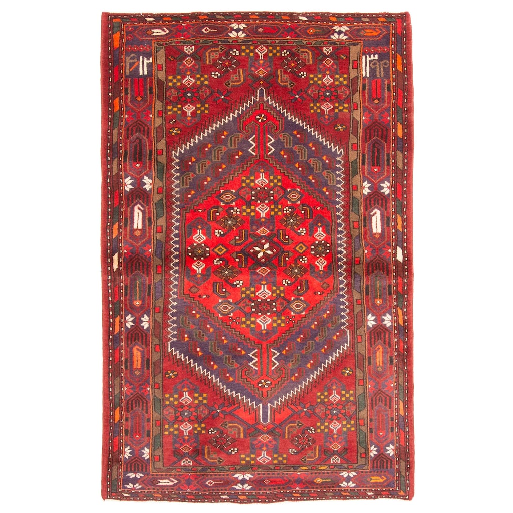 ECARPETGALLERY Hand-knotted Andelz Red Wool Rug - 4'2 x 6'7