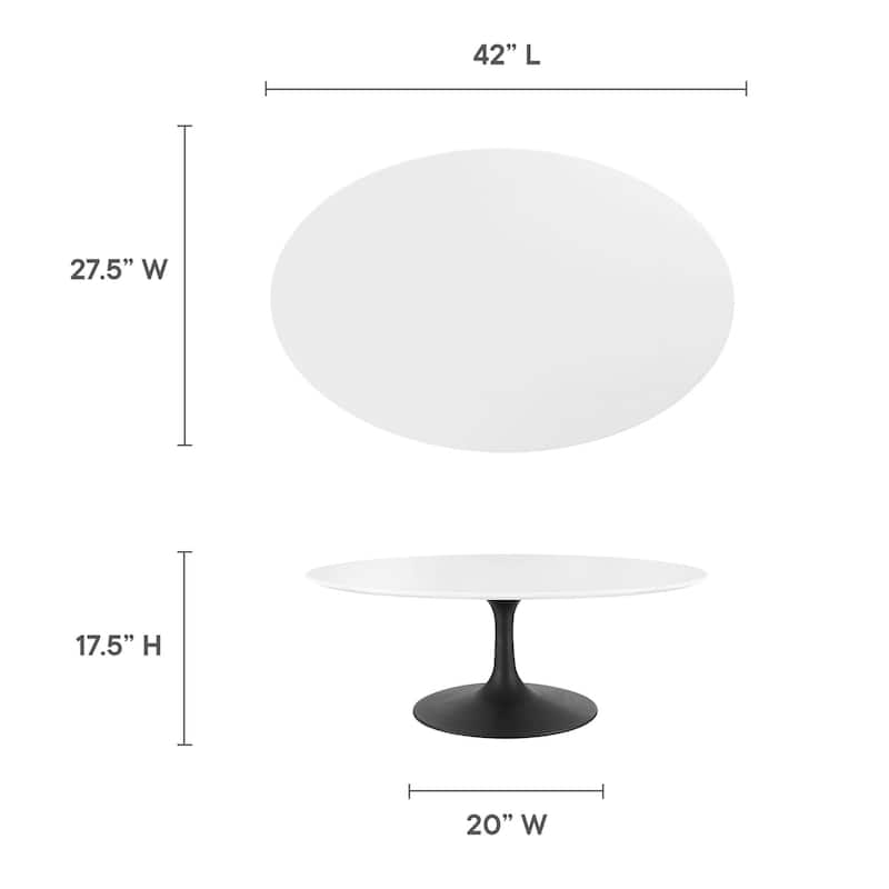 42" Oval-Shaped Wood Coffee Table, Black White