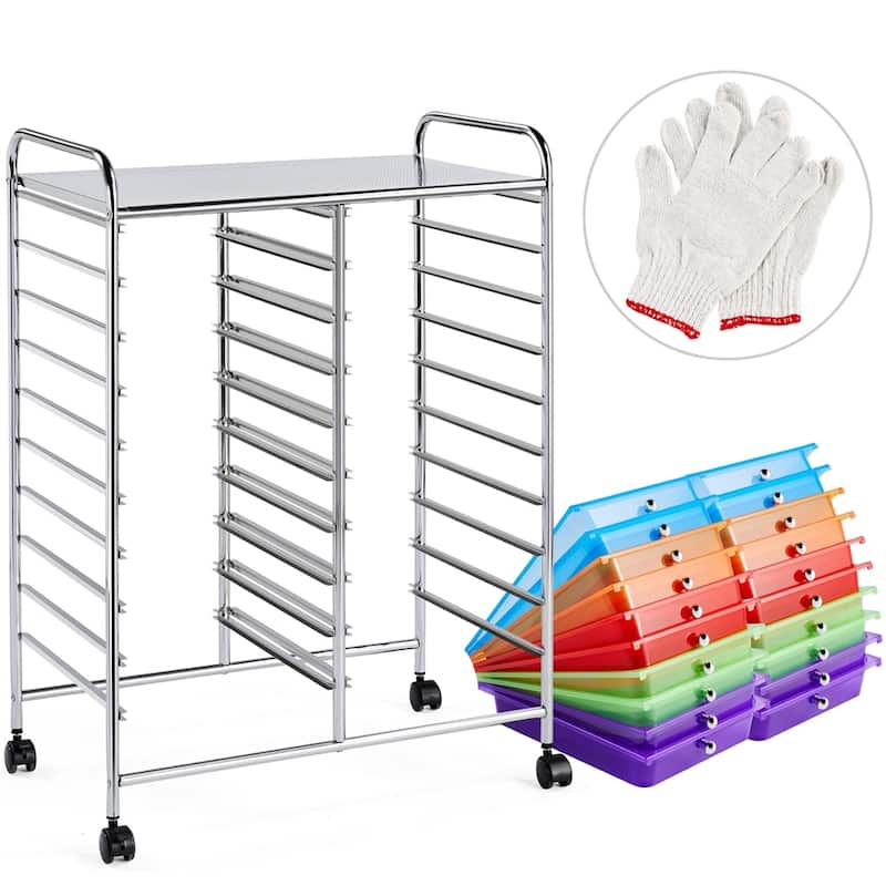 Yaheetech 20 Drawer Storage Cart Bin Organizer with Lockable Wheels