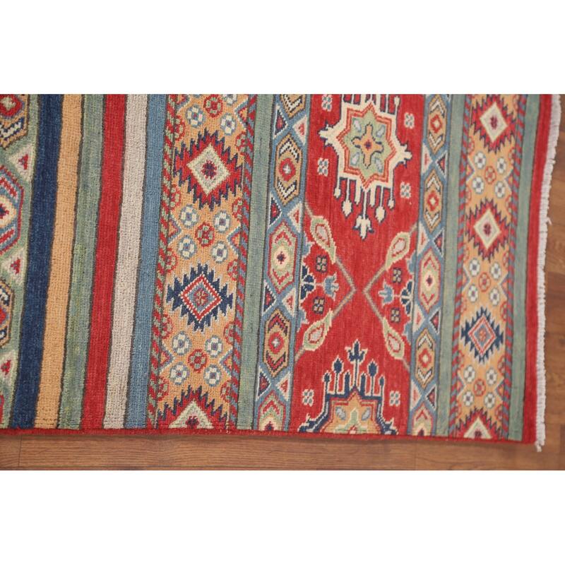 Striped Kazak Runner Rug Handmade Wool Carpet - 2'8" x 9'5"