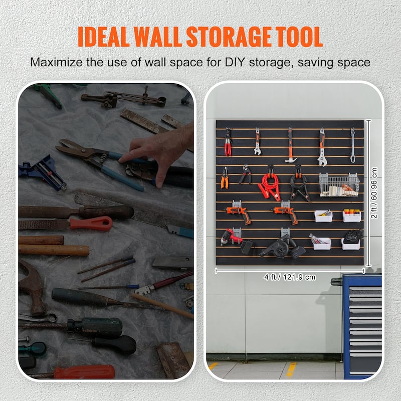 Slatwall Panels, Black Garage Wall Panels, Heavy Duty Garage Wall Organizer Panels Display for Retail Store, Garage Wall