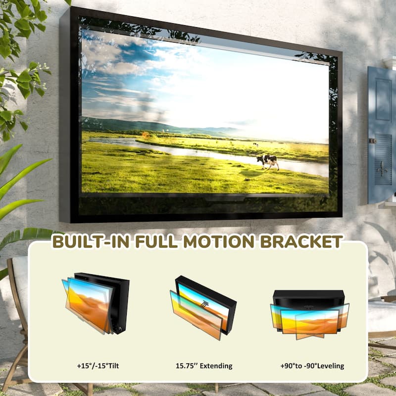 VEIKOUS 43" Outdoor TV Enclosure Weatherproof, Full Motion TV Bracket, All-Weather Protection