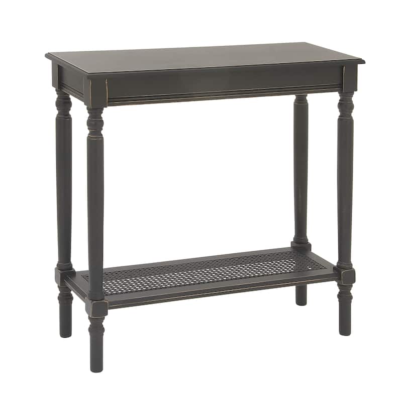 Wooden 1 Shelf Console Table - Black - Roche River Decor - 12"Wx31"Lx32"H