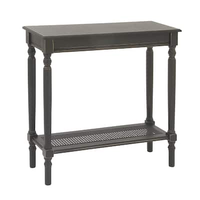 Wooden 1 Shelf Console Table - Black - Roche River Decor - 12"Wx31"Lx32"H