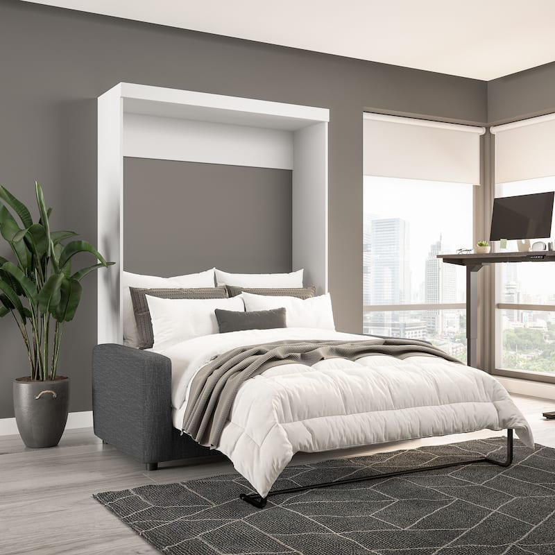 Bestar Pur Queen Murphy Bed with Sofa, Wall Bed with Couch (78W) - Full