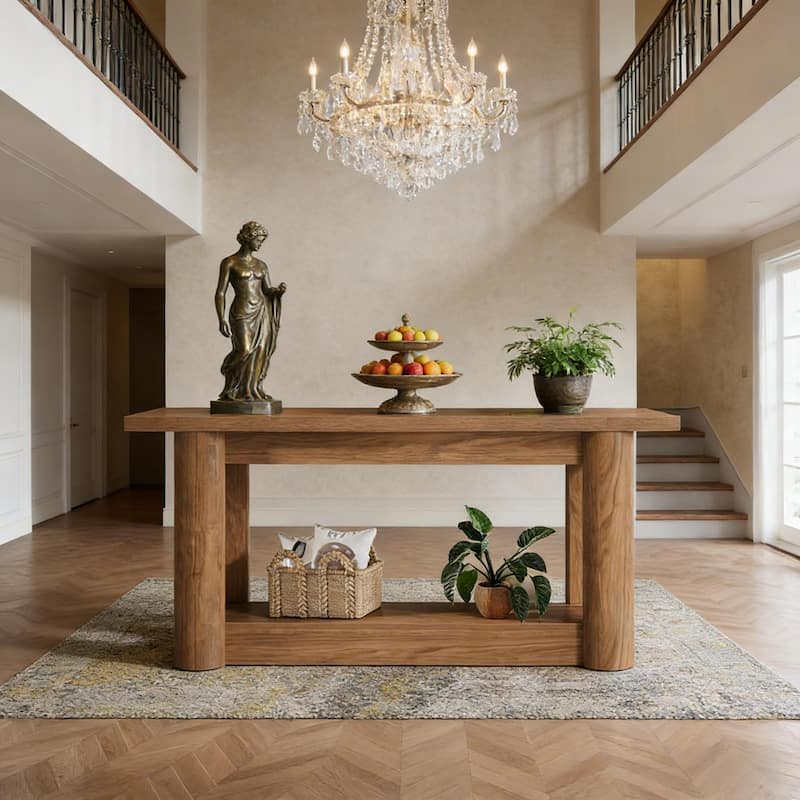 Entryway Table, 2-Tier Console Table, Sofa Table - Brown