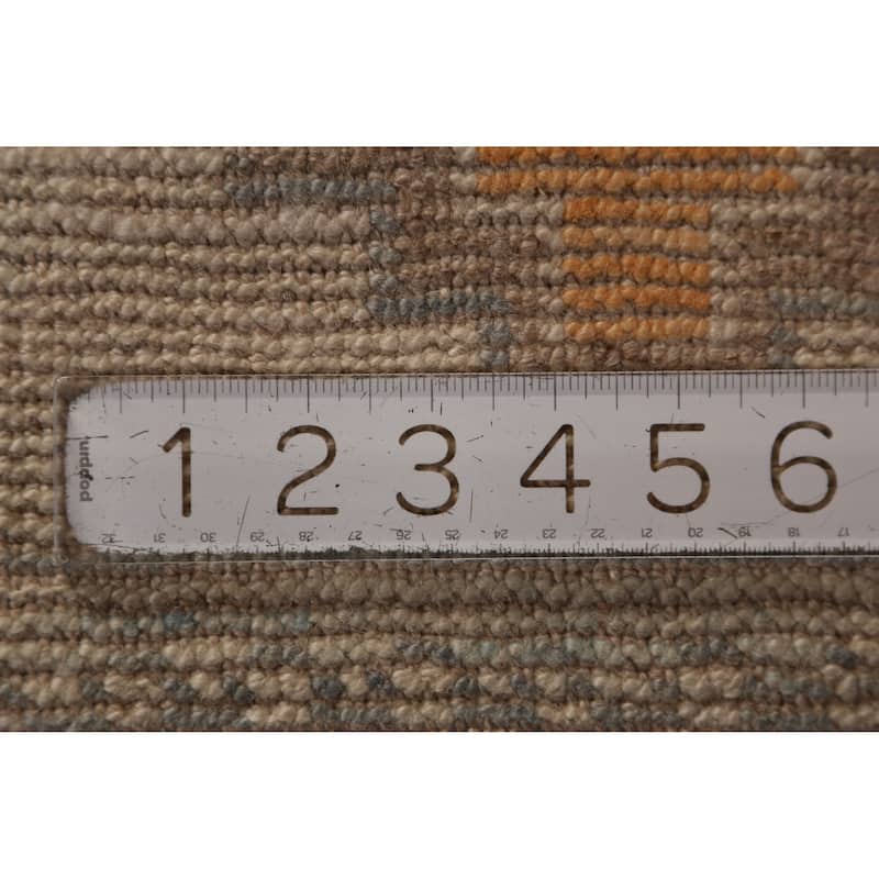 Hand Knotted Oriental 100% Wool Carpet Transitional Geometric Brown Oushak Area Rug - 12' 6'' X 8' 11''