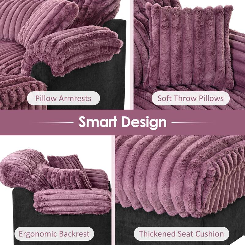 Luxury Cloud Chaise Lounge Sofa with 2 Plush Throw Pillows by Harper&Bright Designs