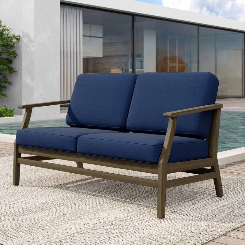 Patio Teak Wood Outdoor Loveseat Sofa with Cushions