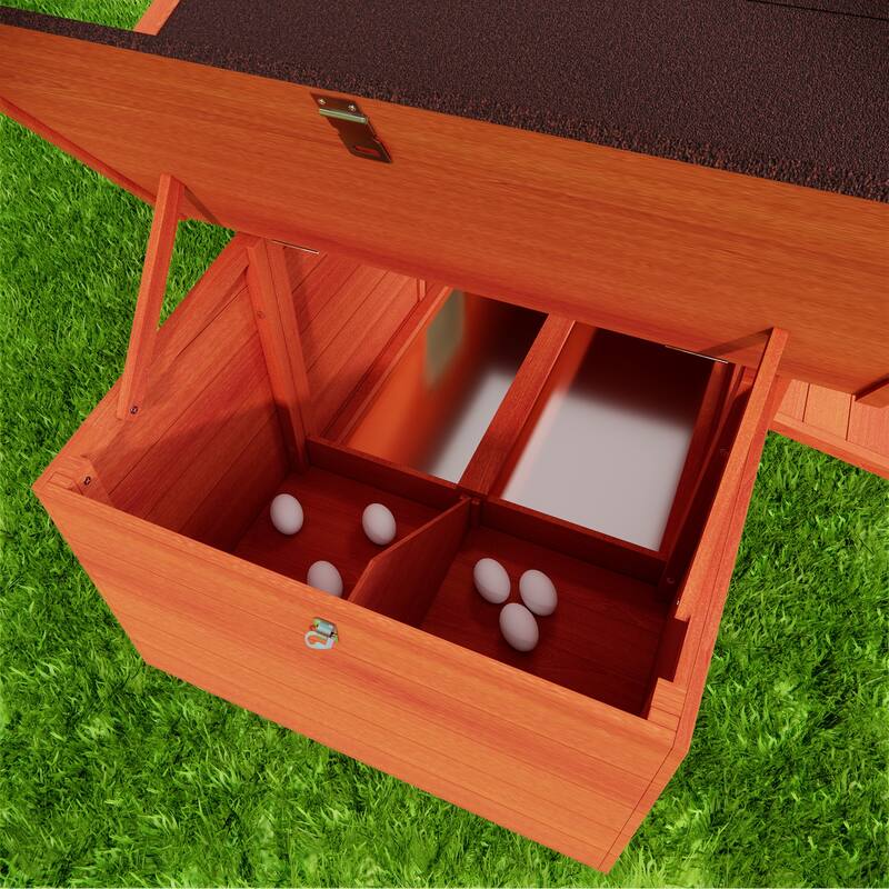 Large Wooden Chicken Coop Outdoor Hen House Poultry Cage with 2 Sides Nesting Boxes, 2 Free-range Doors Leakproof Tray