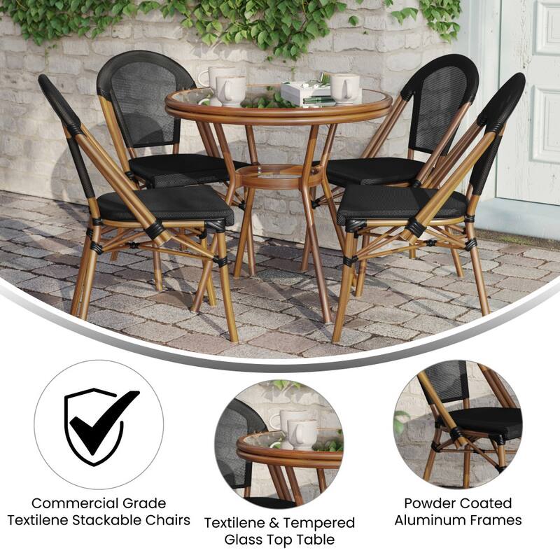 Bistro Table & 4-Chair Set with Metal Frames