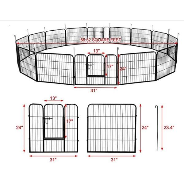 126'' Outdoor 16 Panels Metal Dog Pen Camping Play Yard Bed Bath