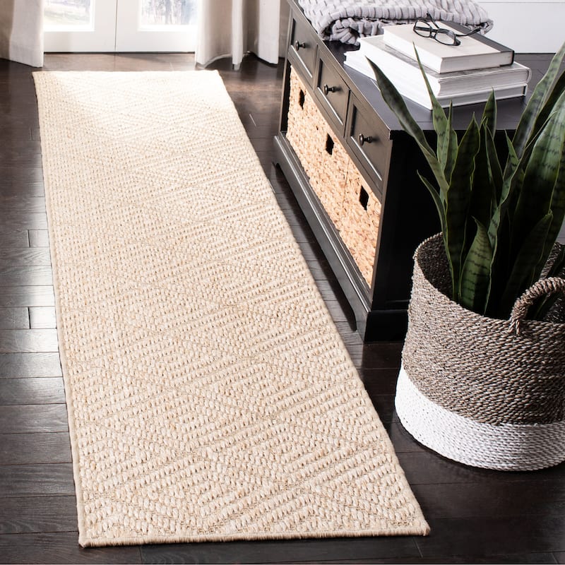 SAFAVIEH Palm Beach Vennie Modern Sisal Rug - 2' x 8' Runner - Beige/Beige