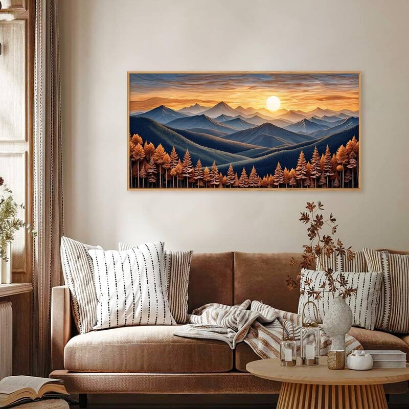 Forest Landscape Wall Decor,Nature Sunset Pine Tree Wall Painting